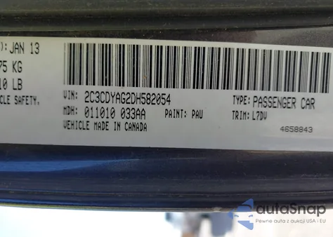 2013 Dodge Challenger Sxt z USA, uszkodzony, nr VIN 2C3CDYAG2DH582054